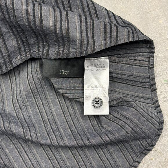 Ermenegildo Zegna Z Striped Dress Shirt Long Sleeve Button Up Grey 15 1/2 Medium - Picture 11 of 11
